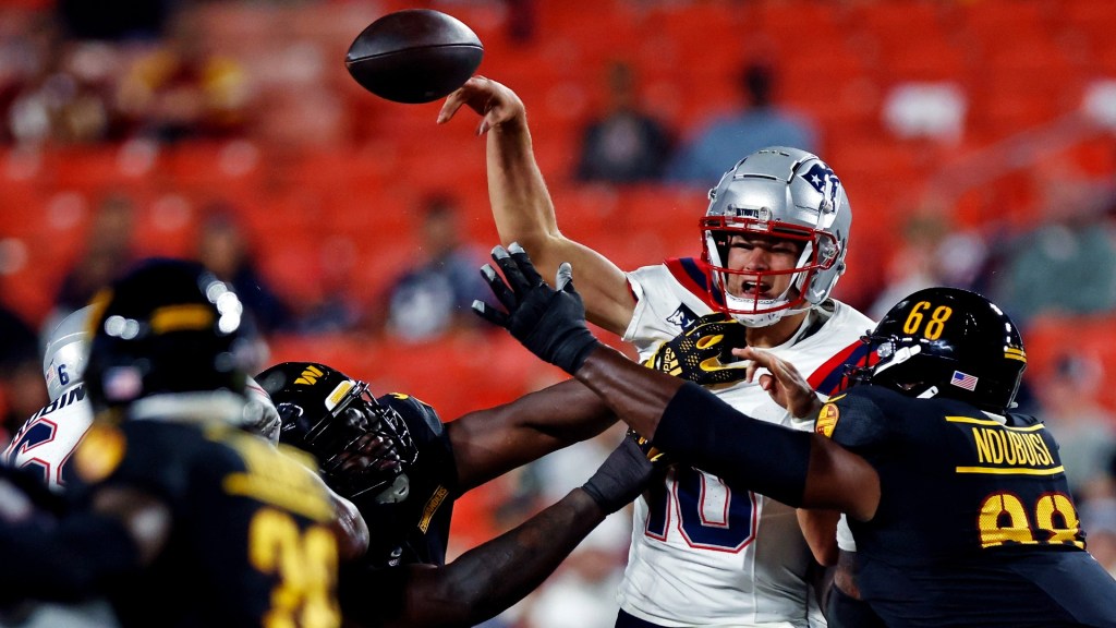 New England Patriots quarterback Drake Maye