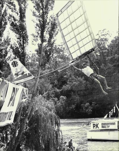 Birdman Rally....Paradise Gardens.Paul Richard Silver, gets airborn off the ramp.